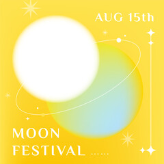 Flat sale post banner template for mid autumn festival celebration.Vector illustration social media tarot background.