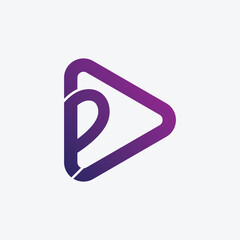 Letter P Play Media Logo with Triangle Shape