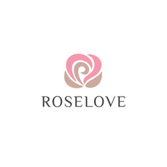 Fototapeta premium beauty rose logo design. Vector illustration beauty rose and love shape. modern logo design vector icon template