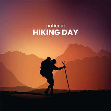 National Hiking Day. Hiking day creative concept. 