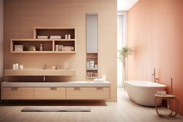 Fototapeta na wymiar Minimalist and elegant bathroom interior design