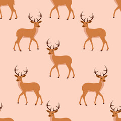 Naklejka na ściany i meble seamless pattern with deer vector art illustration design