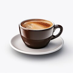 a cup filled with coffee with a white black background