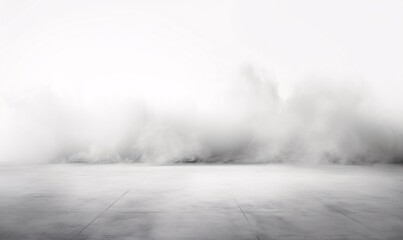 Empty white background with smoke or fog on the floor - obrazy, fototapety, plakaty