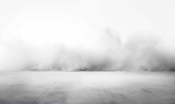 Fototapeta Empty white background with smoke or fog on the floor