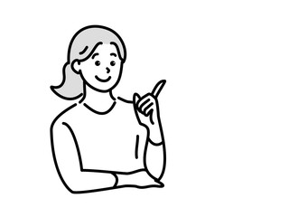 指差しをして紹介、案内をする女性　png