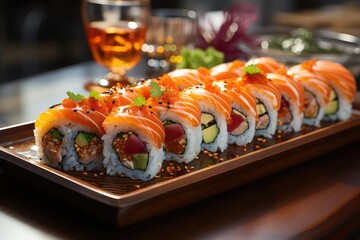 A plate of appetizing Japanese gourmet Sushi