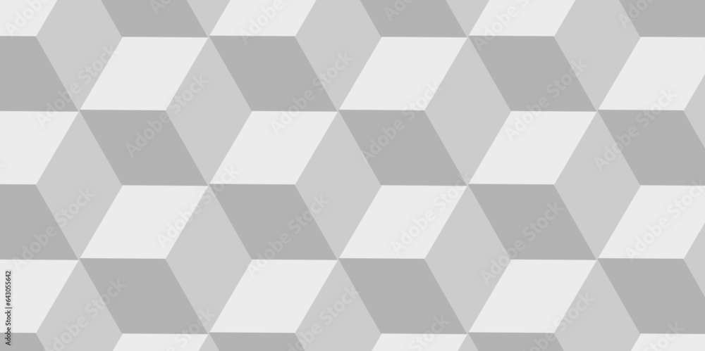 Poster seamless geometric hexagon cube pattern background. abstract cubes geometric white and gray color he