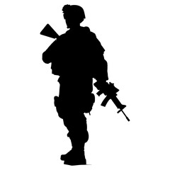 American Army soldier silhouettes vector, Silhouette of the military with weapons