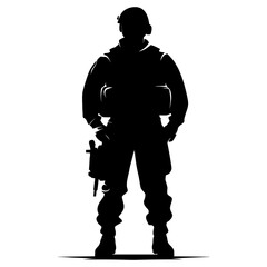 Fototapeta na wymiar American Army soldier silhouettes vector, Silhouette of the military with weapons