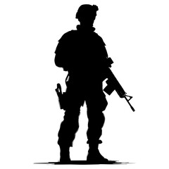 American Army soldier Standing Silhouette Clip art, Military with rifle black Silhouette vector