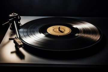 Vintage Black Vinyl Record On An Old Gromaphone Created With The Help Of Artificial Intelligence