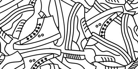 abstract black white shoes seamless pattern