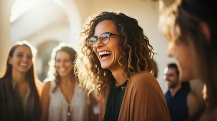 Fototapeta premium Laughing Woman, Cheerful and Happy Woman, Portrait