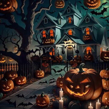 Halloween House Flipbook Animation. Generative AI.
An animation of a spooky Halloween house in the flipbook style. 
