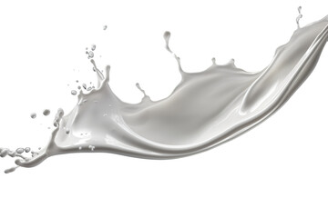 Realistic white milk wave splash, spill with drops isolated on PNG