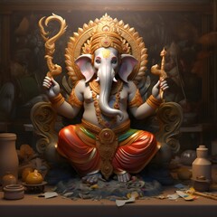 Ganesh Chaturthi Image with beautiful bg generated by Ai