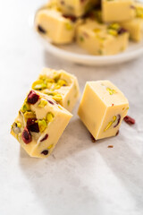 Cranberry pistachio fudge