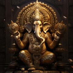 Fototapeta na wymiar Ganesh Chaturthi Image with beautiful bg generated by Ai