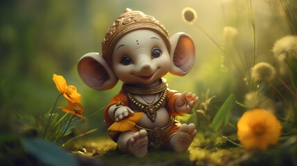 Ganesh Chaturthi Image with beautiful bg generated by Ai