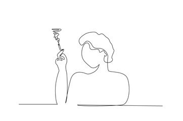 woman human depressed unhappy lonely smoking thinks unhealthy life line art design