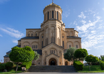 Fototapeta premium The Holy Trinity Cathedral of Tbilisi, Georgia at Daytime in Summer
