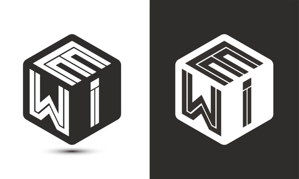 EWI letter logo design with illustrator cube logo, vector logo modern alphabet font overlap style.