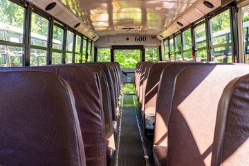 Fototapeta premium Interior, inside, of a american school bus.