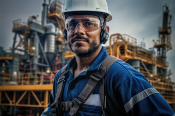 Obraz premium Engineers working at oil refinery industry plant, Oil industry.
