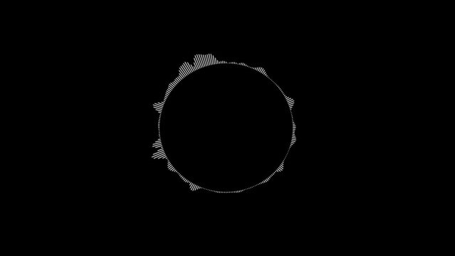 White circular audio frame with smooth music wave oscillations forming an abstract digital sound frequency loop suitable for modern media and motion graphics.