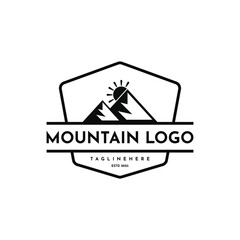 Vintage retro badge Mountain logo design creative idea