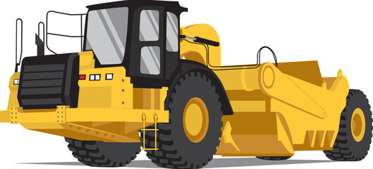Yellow bulldozer, scraper isolated on a white background. Vector illustration for your design © ED