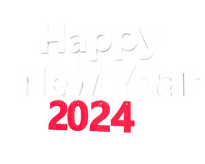  3D rendering 2024, Happy New Year 3D text typography design element