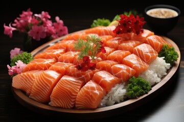 A delicious and light appetizer of salmon sashimi