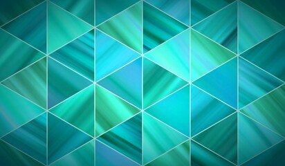 Emerald color triangle tiles textured background. Abstract close-up mosaic.
