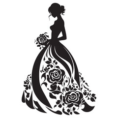 Bride in a wedding dress holding flowers