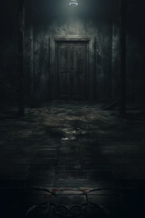 a creepy horror ominous lonely door