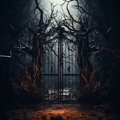 a creepy horror ominous lonely door