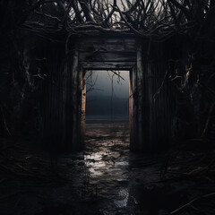 a creepy horror ominous lonely door
