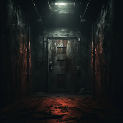 Fototapeta na wymiar a creepy horror ominous lonely door