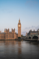 Fototapeta na wymiar The Big Ben and Houses of Parliament against blue sky - London, UK.Vertical shot