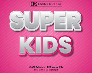 Editable text effect - Super kids 3d Cartoon template style premium vector