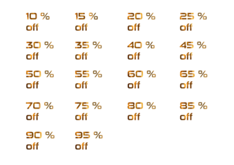 Discount percentage bundle in 5% steps, off, transparent, without reflection, responds well to hue and saturation settings