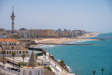 Bird's eye view of beautiful  Old Town of Cadiz from the Cathedral view point. © Jeff Whyte
