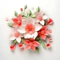 3D Flowers On White Background