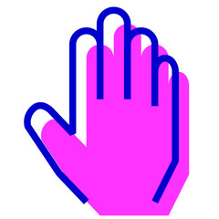 Obraz premium 手、手のひら、手をあげる、ストップ、とまれを表す2色スタイルのアイコン