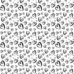 Heart shape vector seamless pattern doodle abstract background illustration