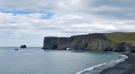 Beautiful black beach at Dyrholaey in Iceland