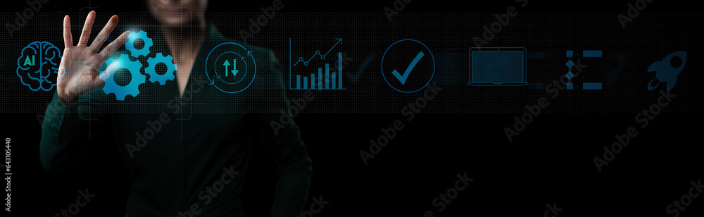 Poster obotic process automation and business process management,Automation for business process workflow optimization and production efficiency improvement. R. AI technology, innovation, data analytics.