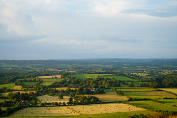 Fototapeta premium View over English countryside in the summer evening sun